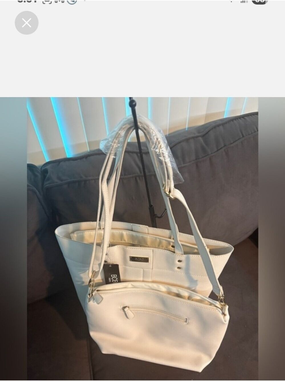 BCBGMaxAzria White Tote Bag with Removable Pouch
